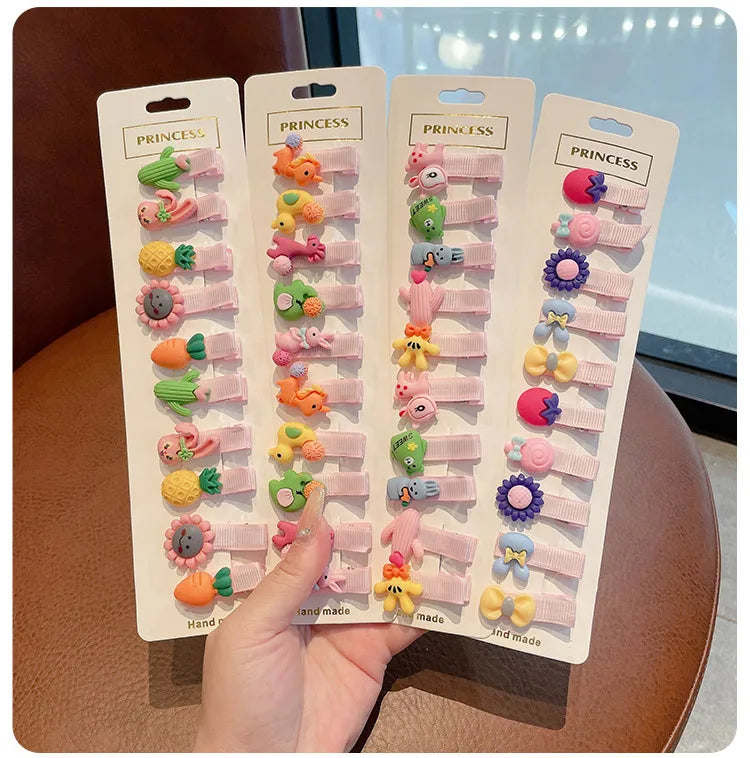 10 PCS Children Hairpin Fruit Hair Clips Baby Side Bangs Clip for Kawaii Girls Headdress Hair Accessories Baby Bows 2023 New