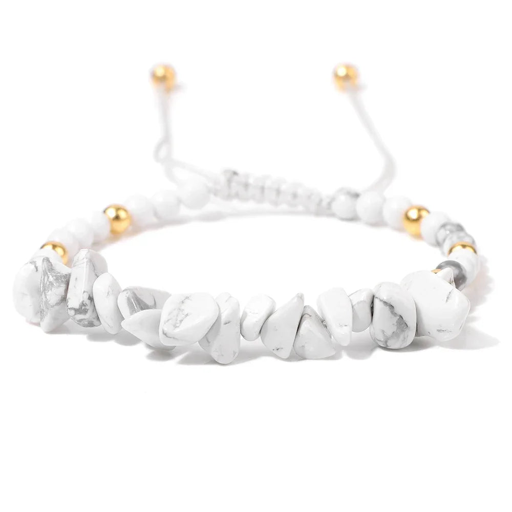 Hot Irregular Green Aventurines Gravel Bracelets Natural Stone Amethysts Bracelets Women Adjustable  Rope Braided Bracelets Gift