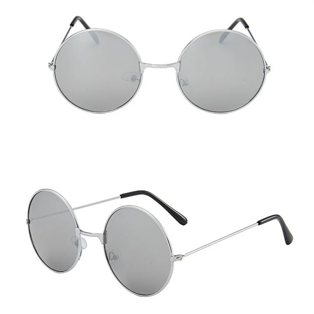 Retro Round Sunglasses For Men Women Metal Hippie Circle Eyeglasses Clear Lens Sun Glasses Goggles Wedding Photo Prop Eyewear
