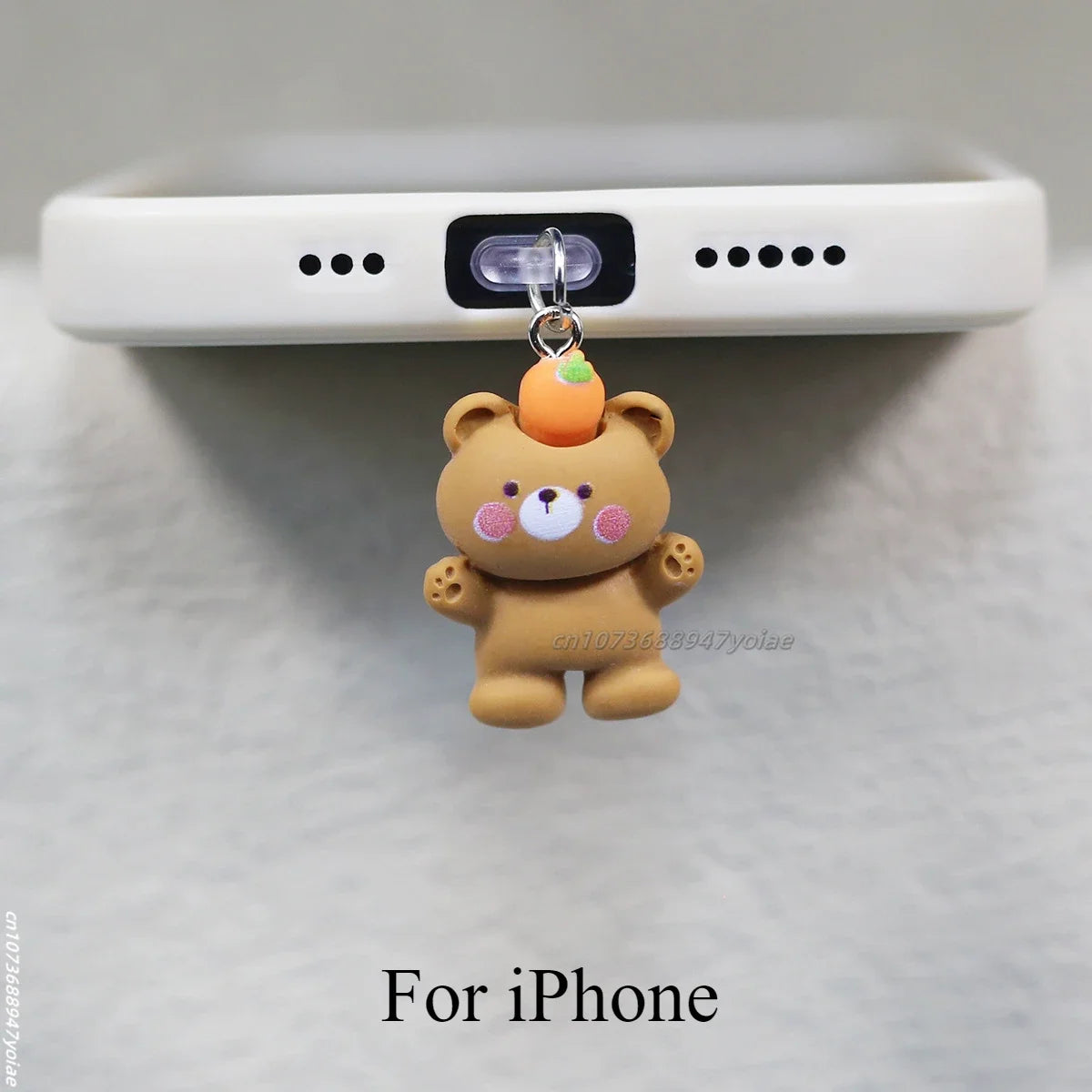 Love Frog Phone Dust Stopper Cute Bear Decorative Pendant DIY Pendant for iPhone/Xiaomi/Type-C Interface Phone Accessories