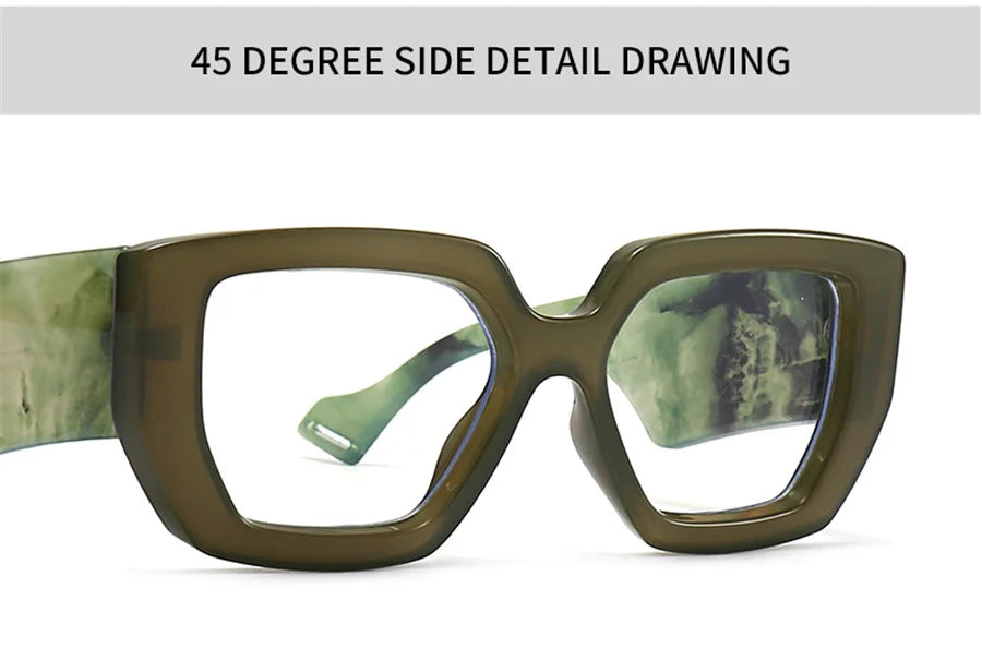 New Fashion Colorful Square Women Glasses Frame Clear Anti Blue Light Spring Hinge Wide Legs Eyewear Men Optical Polygon Frame