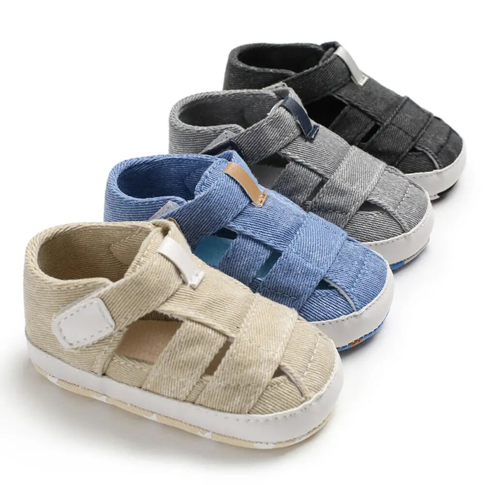 0-24montsh Infant Boys Canvas Shoes Moccasins Child Sandals Boys Summer Sandals Sneakers For Baby Boys Solid Black Sandals