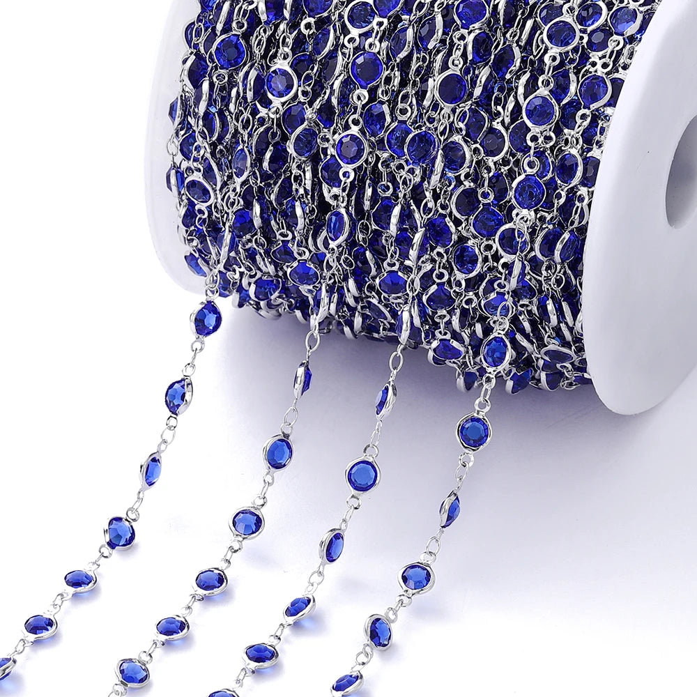 1Meter Colorful Glass Crystal Beads Chain Copper Chains For Necklace Bracelet Jewelry Making DIY Components Accessories