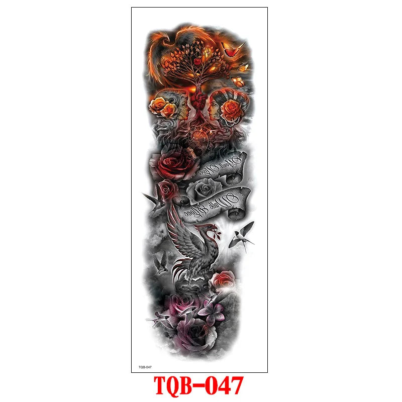 Waterproof Temporary Tattoo Sticker Large Size Tattoo for Men Sleeve Clock Fake Tattoo for Women Girl Full Arm Tattoo Fake