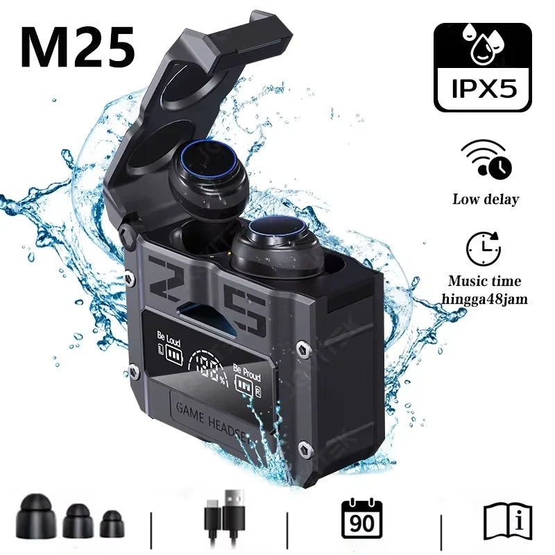 Bluetooth 5.3 Earphones Gaming Headsets TWS Wireless Headphones LED HiFi Stereo Sports Noise Reduction Touch Control Earbuds