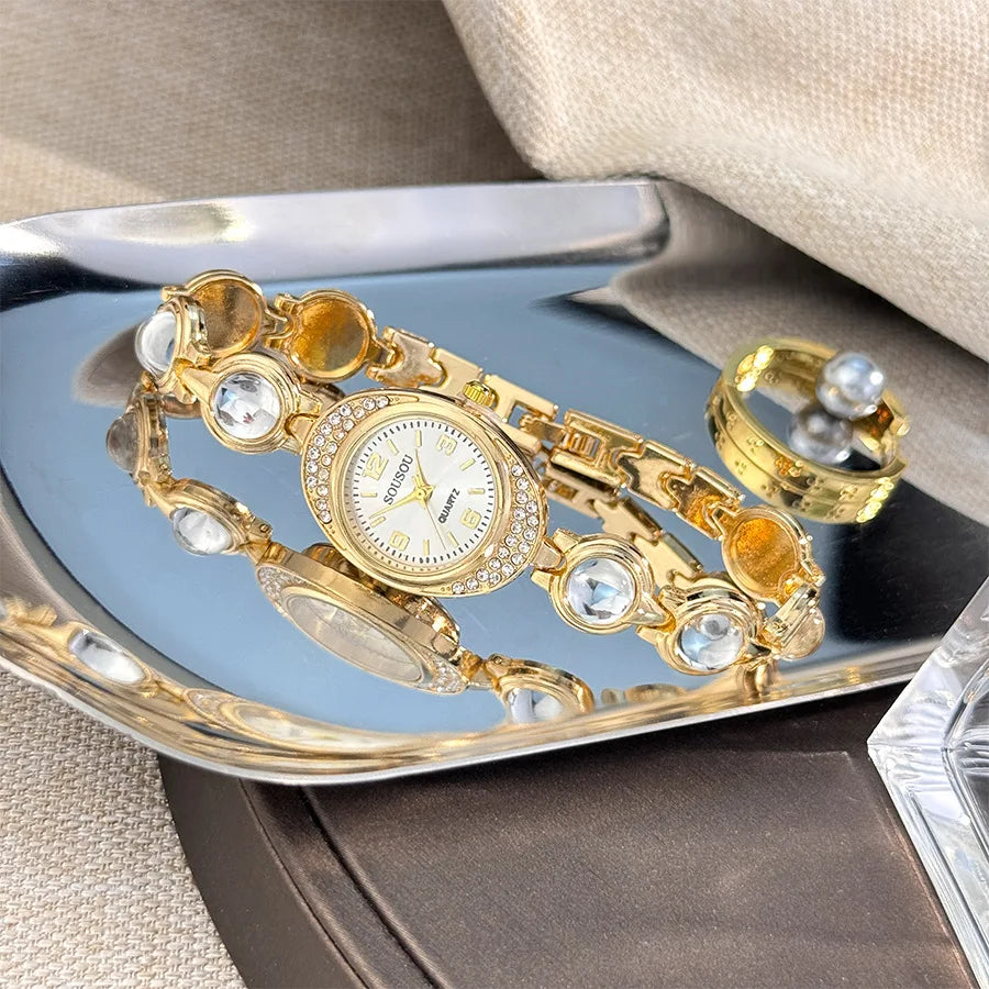 Luxury Bracelet Women Watches New Ladies Yuanbao Shaped Rhinestone Inlaid Women's Quartz Wristwatch Fashion Watches Dropshipping