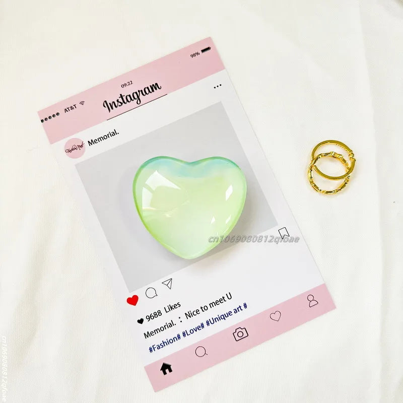 Heart Shape 3D Crystal Foldable Finger Ring Griptok Phone Holder for IPhone Samsung Support Socket Pocket Grip Tok Stand Bracket