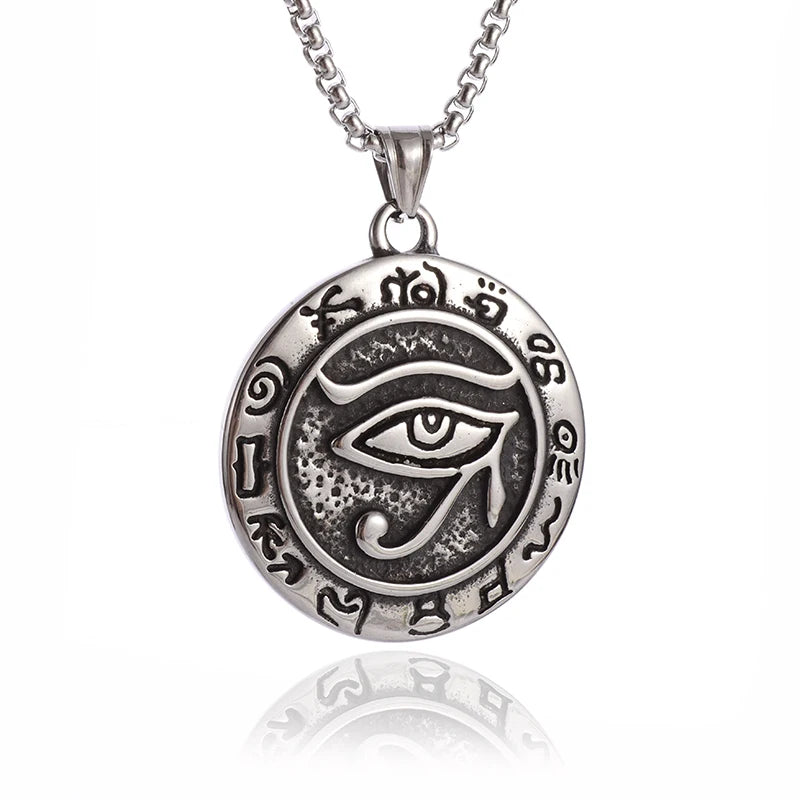 Shining Iced Out Ancient Egyptian God Eye of Horus Cross Pendant Necklace for Men and Women Hip Hop Trendy Amulet Jewelry Gift