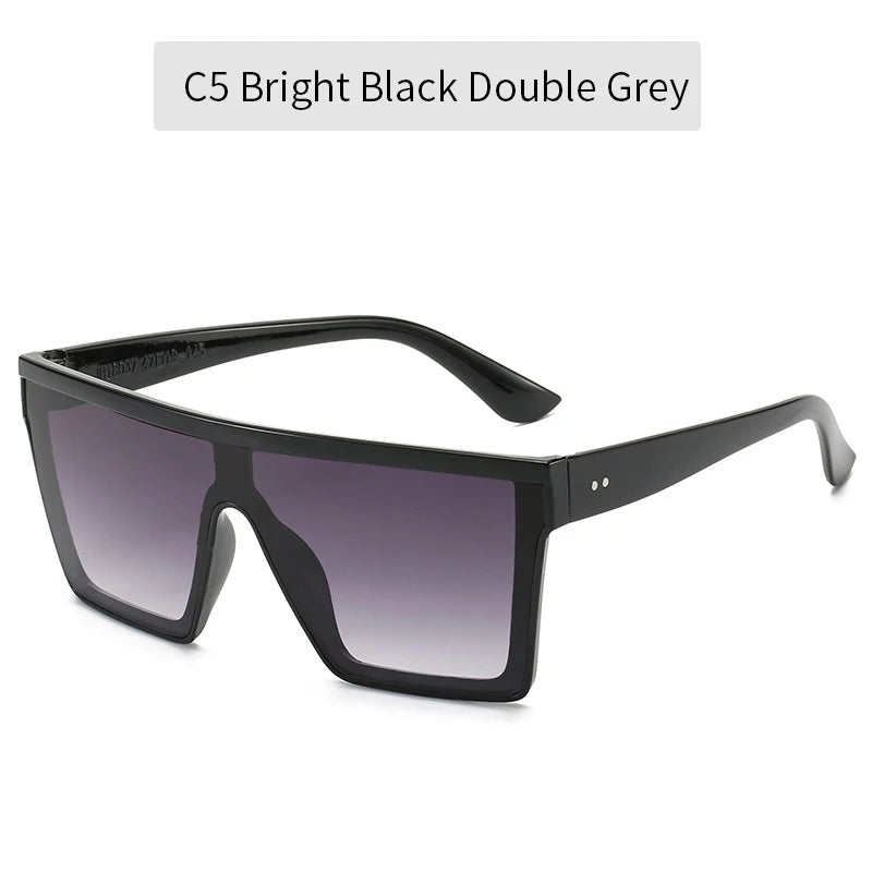 2023 Vintage Male Flat Top Sunglasses Men Brand Black Square Shades UV400 Gradient Sun Glasses For Women Cool One Piece Designer