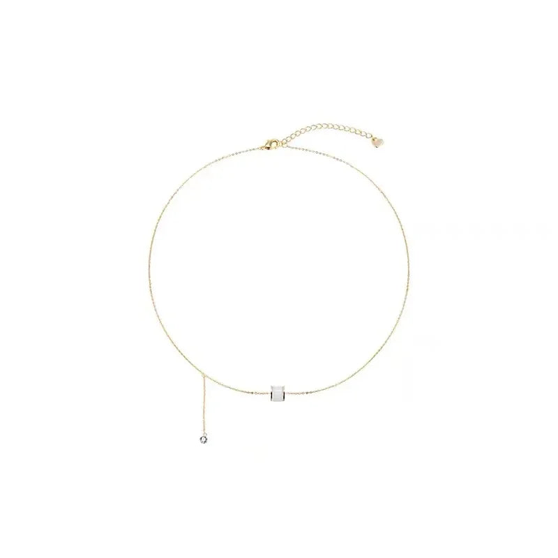 Round Bead Imitation Opal Short Chain Necklace Female Personality Simple Collarbone Chain Party Jewelry