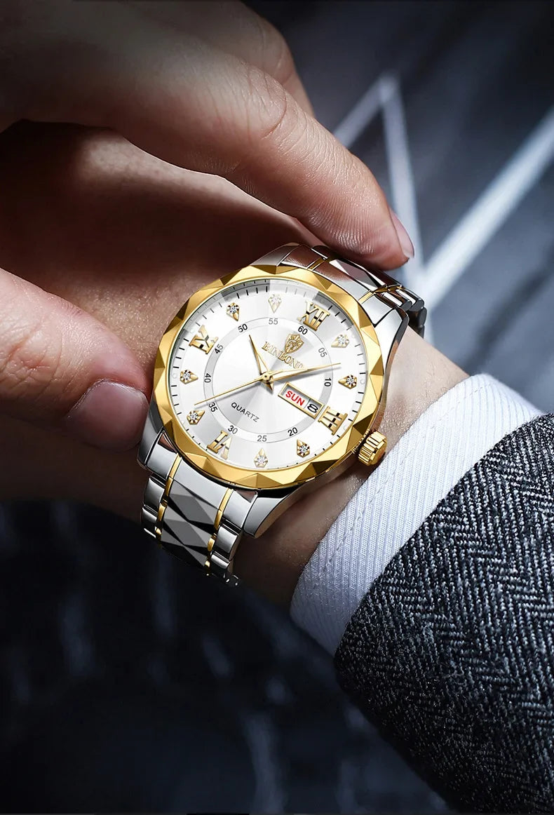 BINBOND B2521 Fashion Casual Business Quartz Men Watches 30M Waterproof Week Date Clock Sport Mens Wristwatch Relogio Masculino