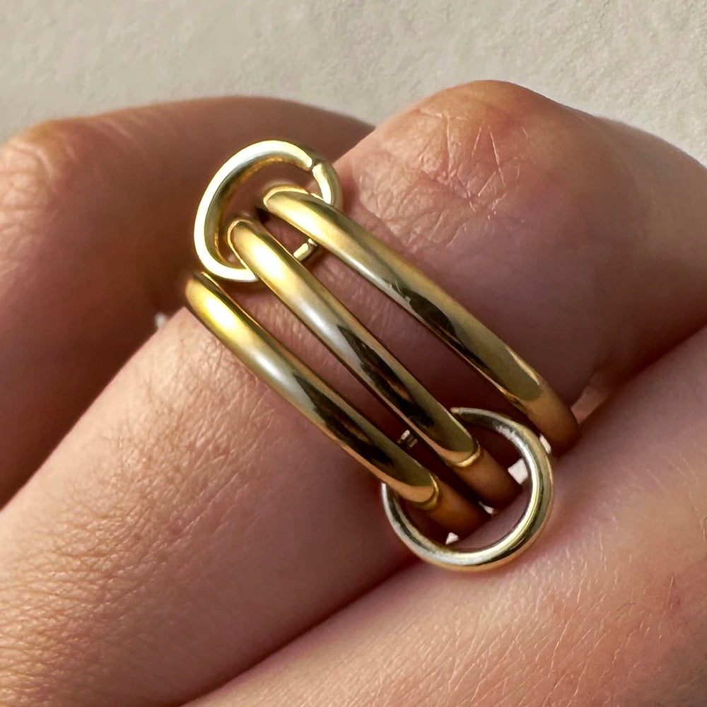 Minimalist INS Interlocking Stacking Rings For Women Silver Color Link Chain Spinelli Ring Stack Set Party Finger Jewelry Trend