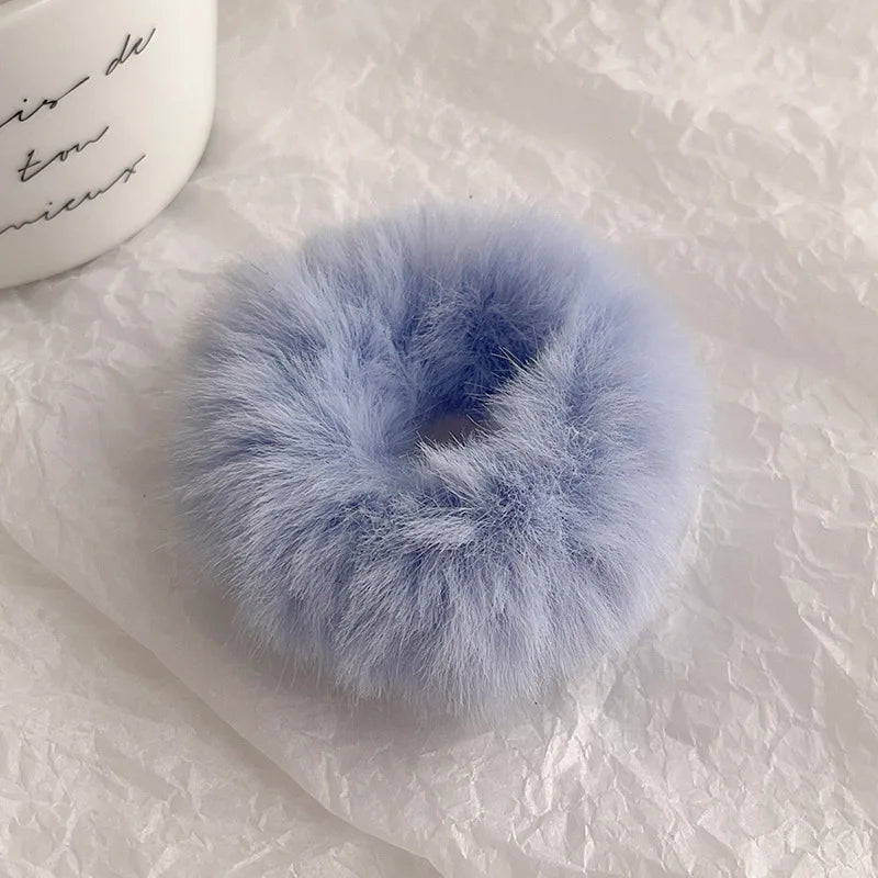 Autumn and Winter Plush Patch Bear Towel Ring Hair Tie Korean Style Hair Accessories Headband Thick High Elastic Hair Rope
