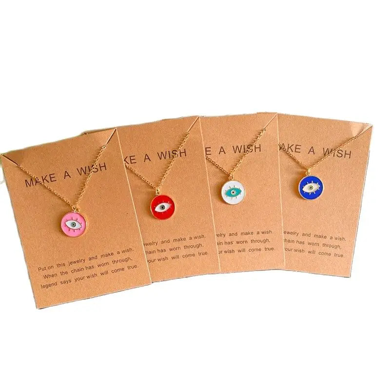 Color Turkey Eye Pendant Necklace for Women Men Fashion Luck Pendant Neck Jewelry Gift for Friend Wholesale
