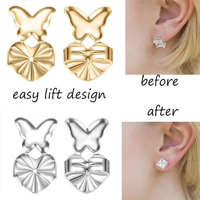 Ear Lifter Lift Hypoallergenic Fits Post Earring Earlobe Support Earrings Fashion Butterfly Stud Earrings Back Nut for Women