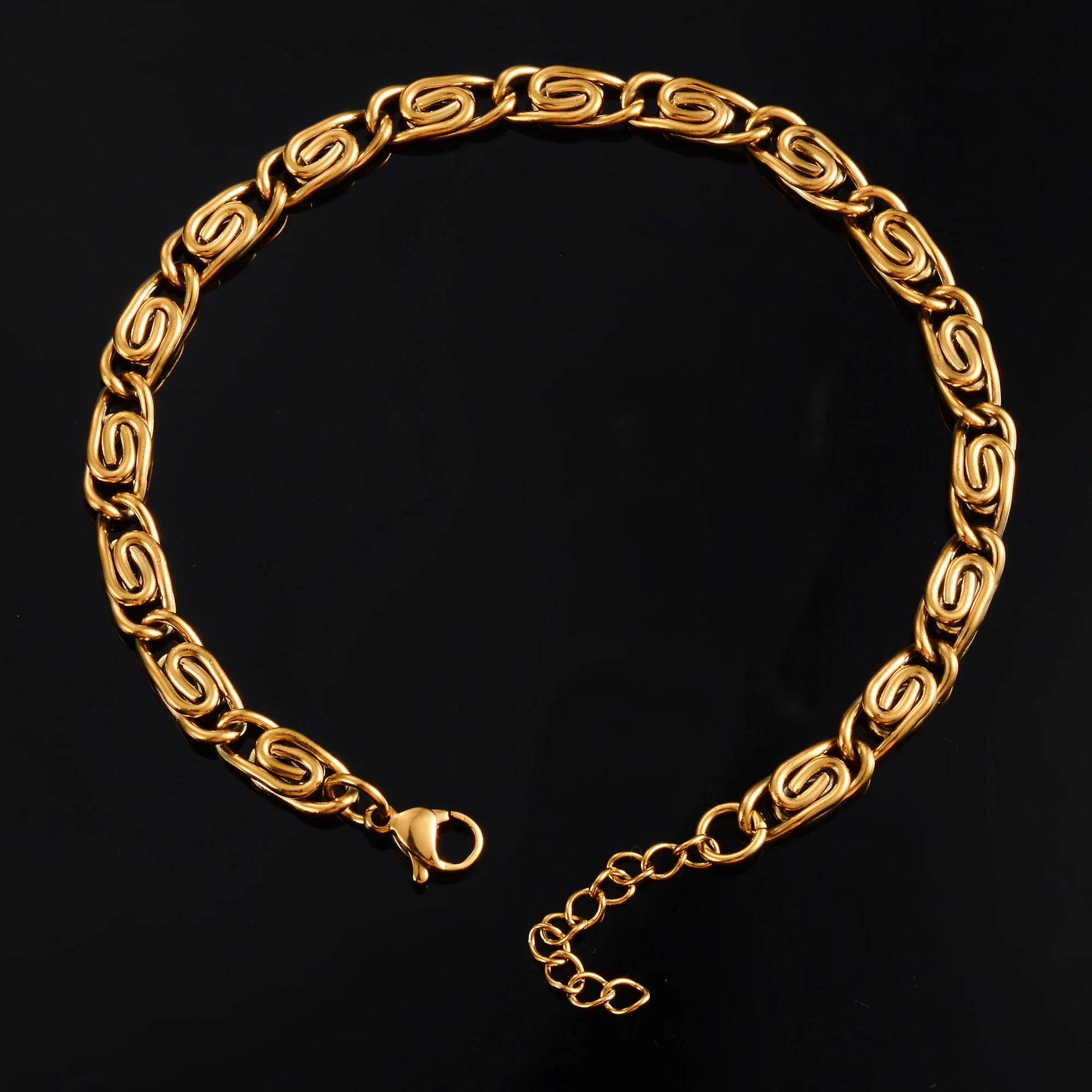 Unique Twisted Stainless Steel Bracelet for Women Men Link Foot Hand Chain with Extender Ankle Anklet Jewelry Accessories Summer