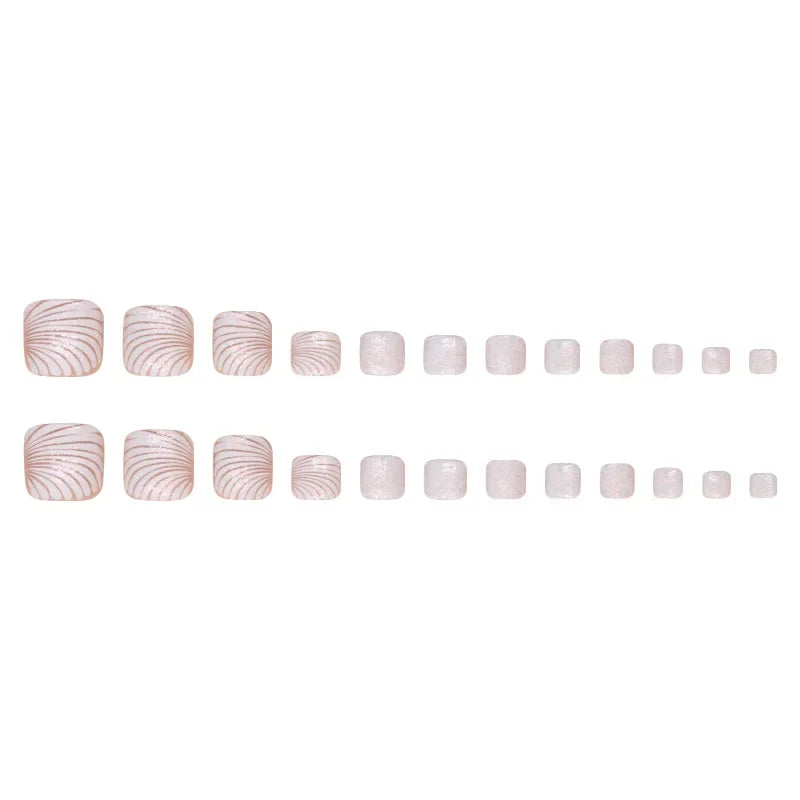 Shell Pattern Press on Nails Fake Nails Tips with Sticker False Toenail Design Butterfly Lovely Girl False Toenail