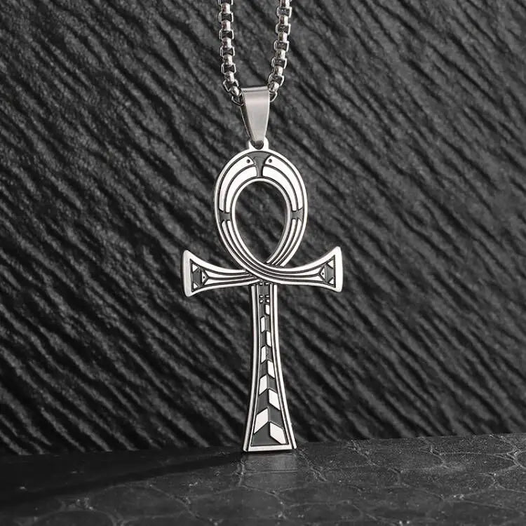 Shining Iced Out Ancient Egyptian God Eye of Horus Cross Pendant Necklace for Men and Women Hip Hop Trendy Amulet Jewelry Gift