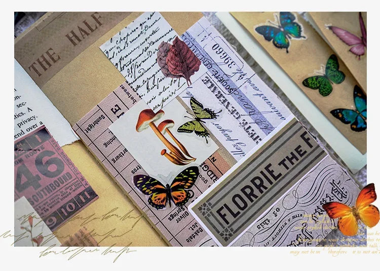 40pcs/pack Butterfly Series Stickers Art Collage Junk Journal DIY Scrapbooking PET Waterproof Craft Aesthetics Stickers