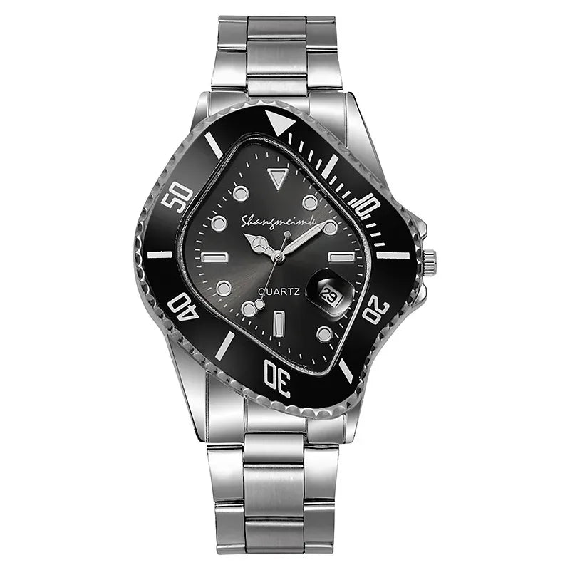Irregular Watch for Men Unusual Conceptual Reloj Crash Melting Twist Case Quartz Wristwatch Male Man Green Black Clock Masculino