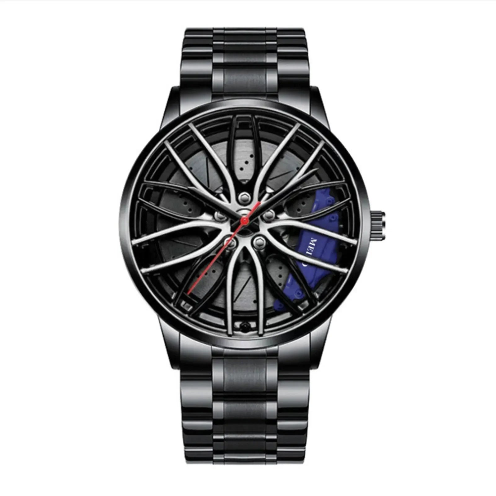 Car Watches for Men Stainless Steel Quartz Wrist Watch Sports Men Watches with Car Wheel Rim Hub Design Reloj Hombre