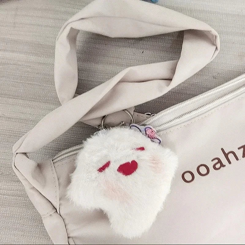 Game Genshin Hu Tao Ghost Cosplay Keychain Cute Plush Stuffed Doll Key Chain Fluffy Soft Pendant Keyring Bag Accessories
