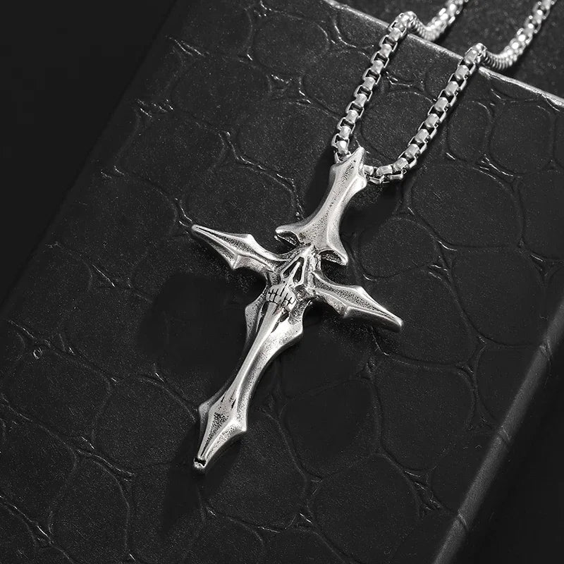 Fashion Punk Red Cross Templar Pendant Necklace Men\\'s Personalized Retro Christian Religious Jewelry