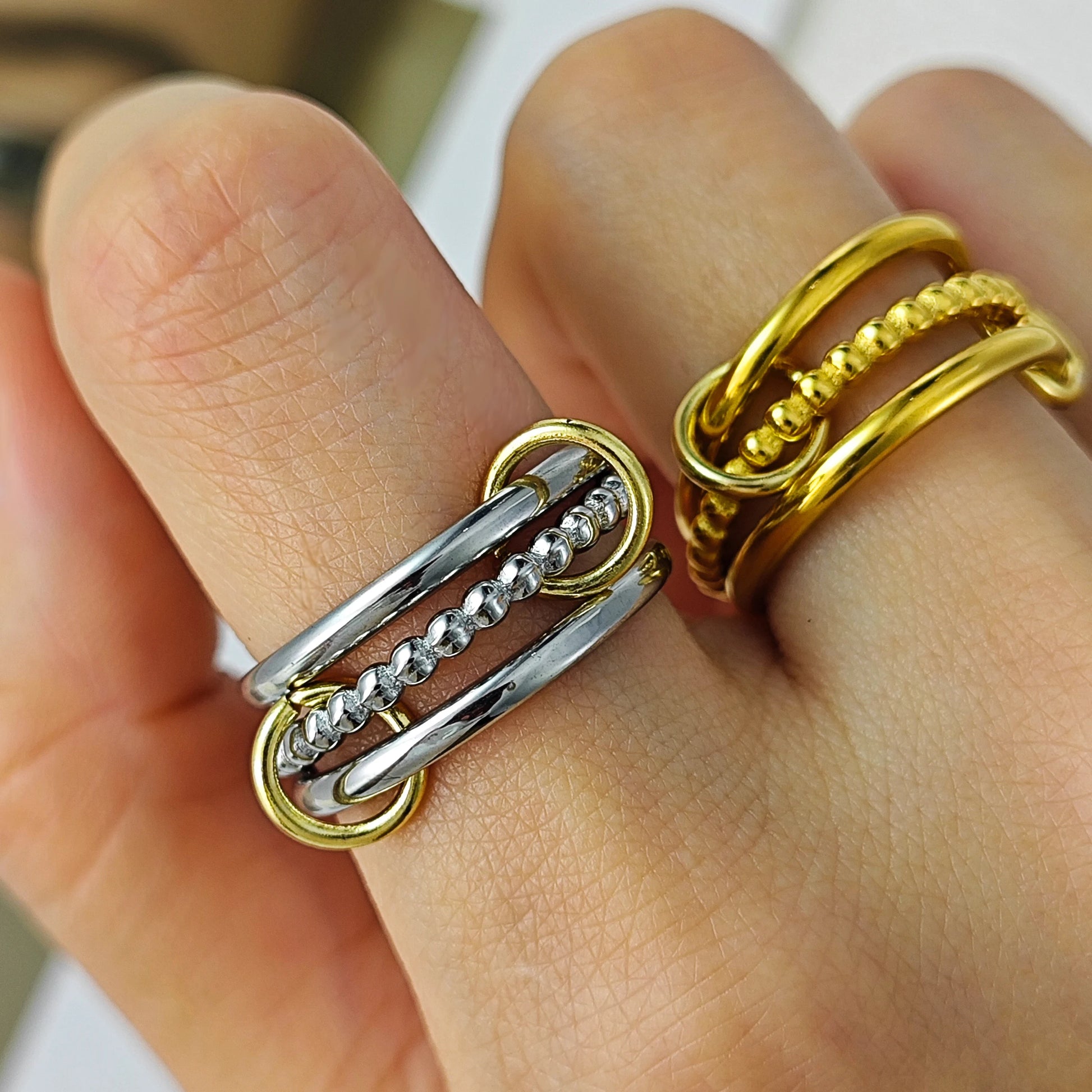 Round Bead Stacking Rings For Women Minimalist INS New Gold Color Stainless Steel Spinelli Ring Men Party Fashion Jewelry Gifts