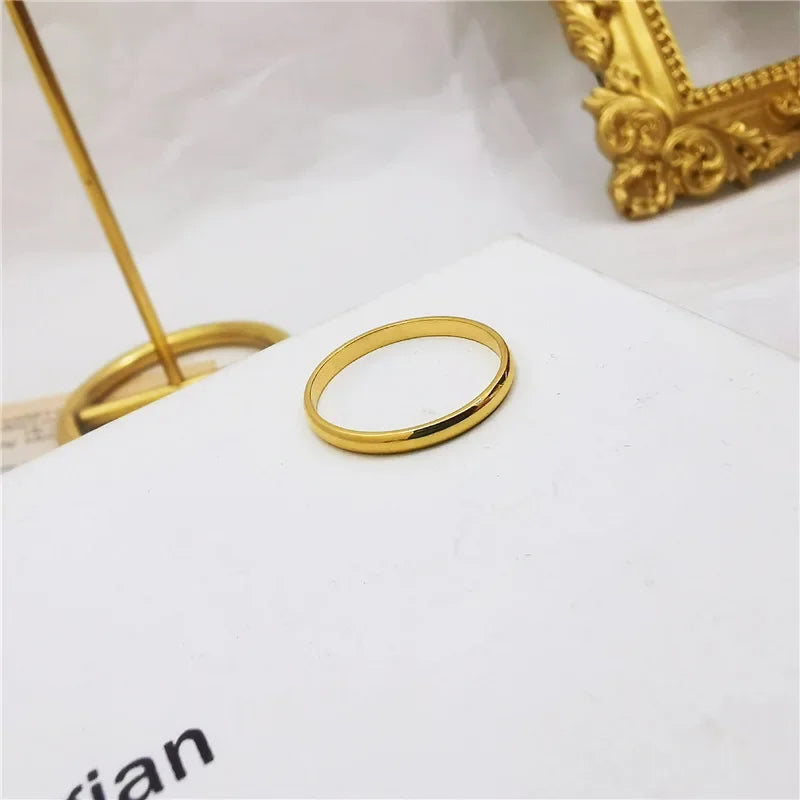 Titanium Steel 18K Gold Plated Joint Thin Woman Plain Ring Folded With Index Finger Pinky Tail Ring Jewelry