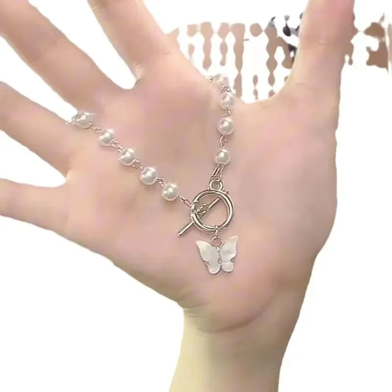 Temperament Butterfly Pearl Pendant Bracelet Ladies Girl Trend Charm Bracelet Friendship Bracelets Birthday Jewelry Gift Women