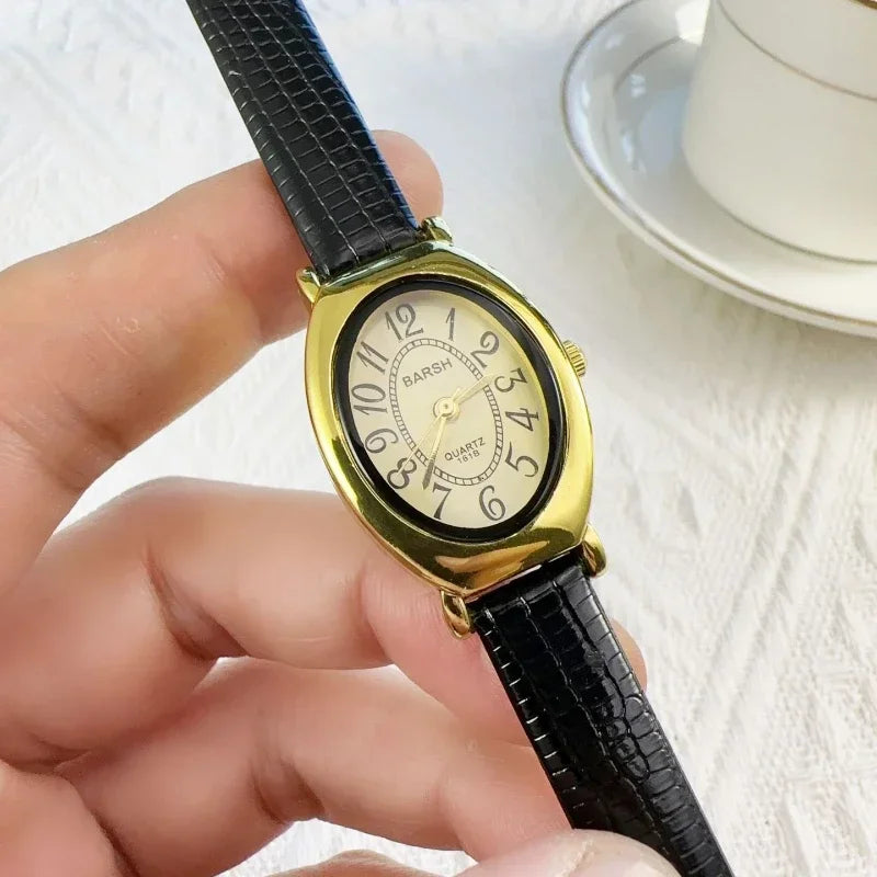 Fashion Oval Dial Women Watches Luxury Leather Strap Retro Ladies Quartz Watch Dropshipping Reloj De Mujer 시계 여성