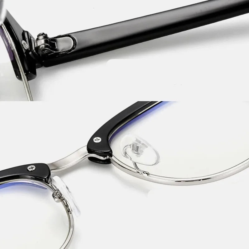 Fashion Classic Half Frame Anti Blue Light Glasses for Men Retro Square Photochromic Eyeglasses Frames Women Computer Goggles