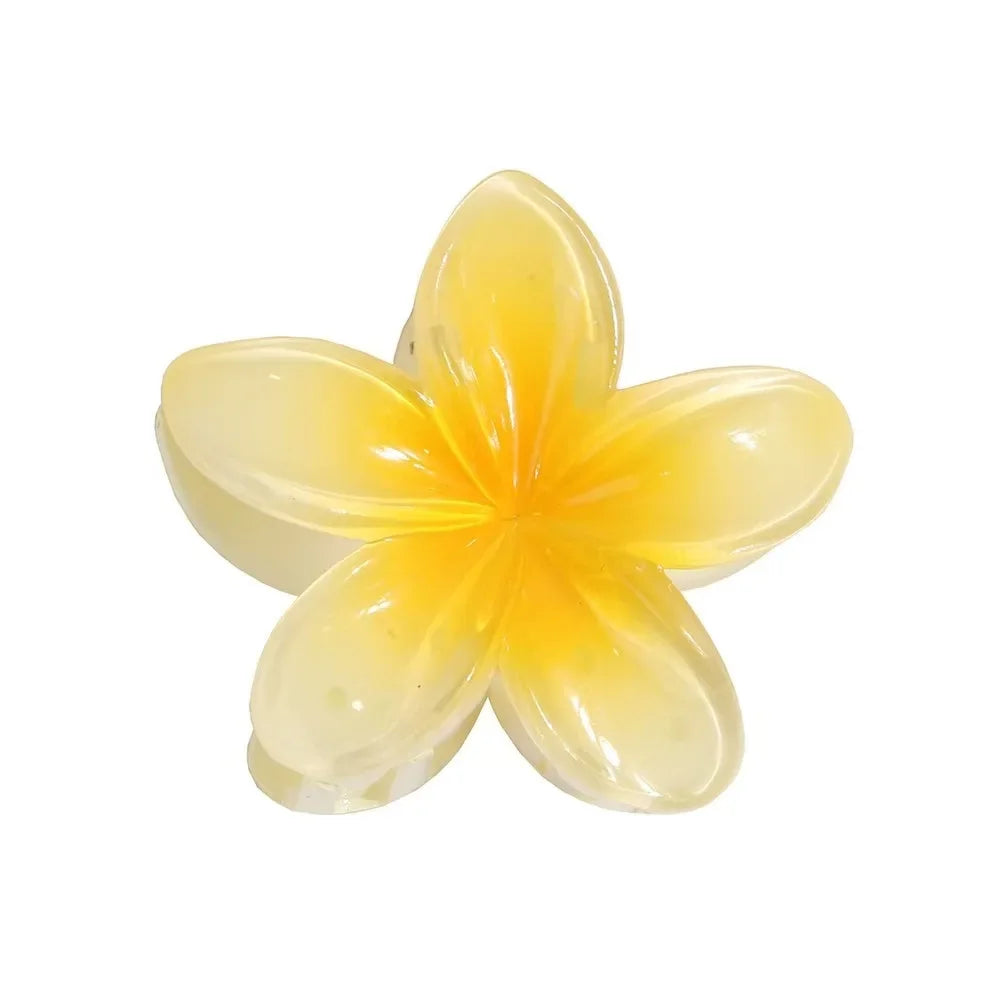 Hawaiian Flower Crab Hair Clips for Women Plumeria Barrettes Large Hair Claw for Thin/Thick Beach Hair Accessories for Girls 8cm
