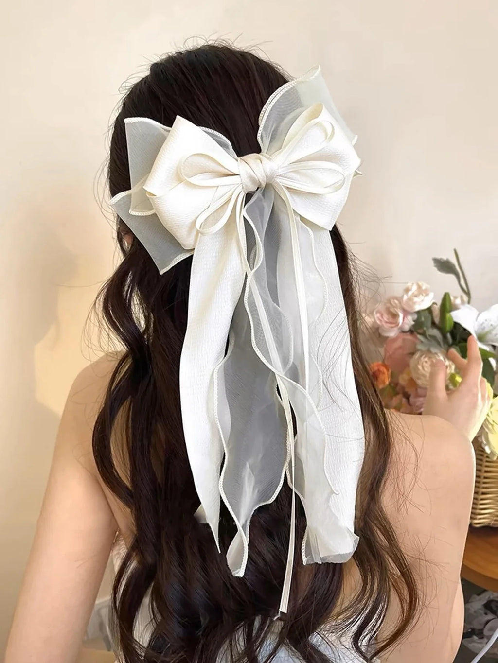 Chiffon Bow Hair Clips Girls Sweet Blue Shining Satin Bowknot Hair Clips Ribbon Bow Barrette Hairpin Grip Ponytail Clip 머리핀
