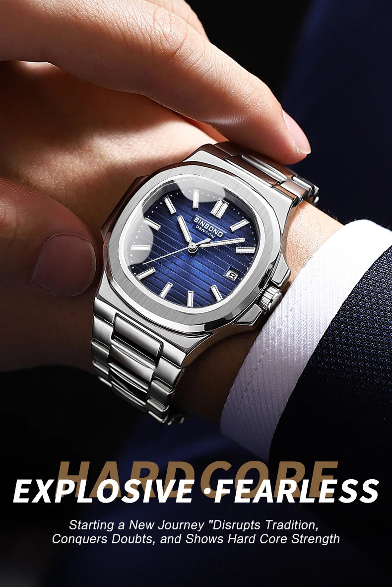 BINBONG B1885 Luxury Business Men Quartz Wristwatch 30M Waterproof Luminous Stainless Strap Men's Watches Relogio Masculino
