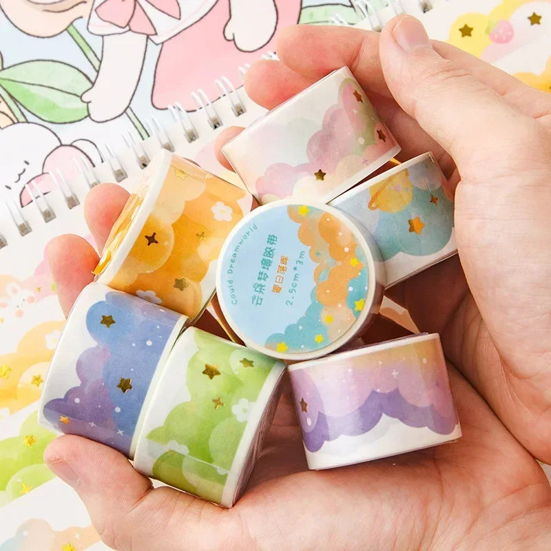 Kawaii Gradient Clouds Washi Tapes DIY Scrapbooking Journal Planner Diary Stickers Cute Masking Tape Korean Stationery Office