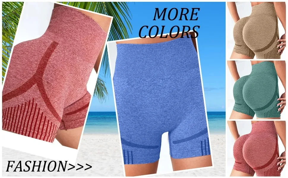 New Women Seamless Sports Yoga Shorts High Waist Lift Butt Running Gym Leggings Elastic Scrunch Sportswear