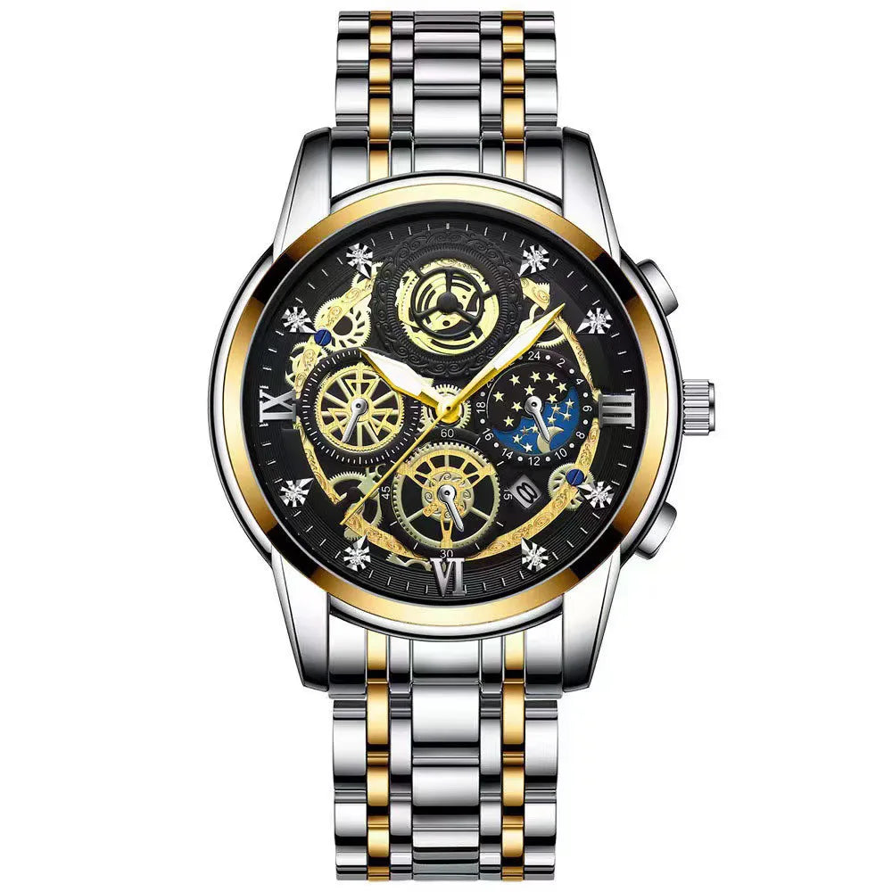 BINBOND Luxury Fashion Casual Quartz Men Watch Stainless Steel Strap Luxury Dial Luminous 30M Waterproof Business Men Wristwatch