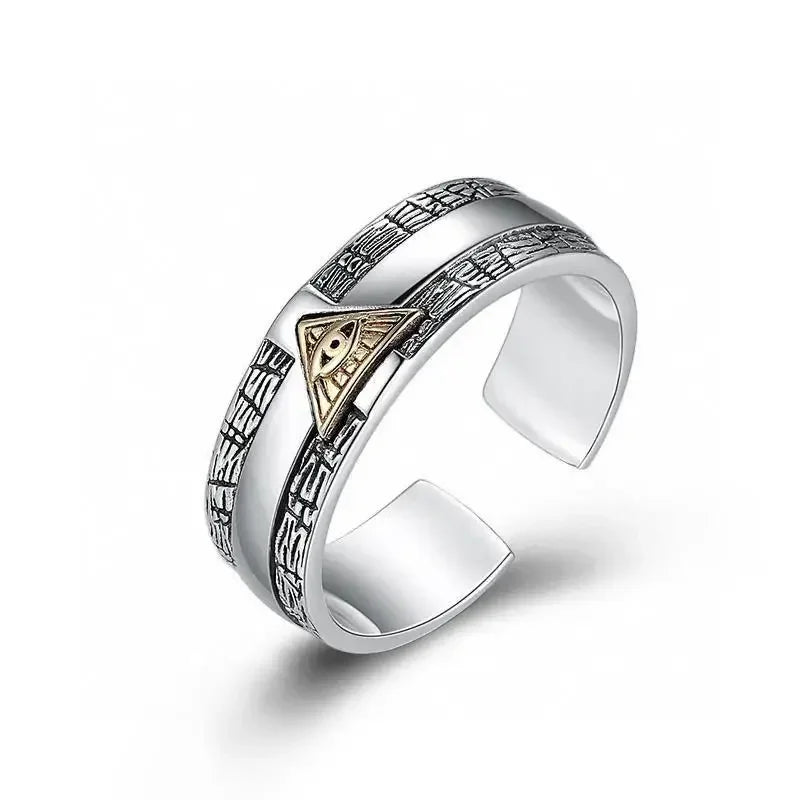 Egyptian Eye of Horus Open Ring Retro Pharaoh Totem Adjustable Ring Men\'s Hip Hop Punk Trend Amulet Jewelry