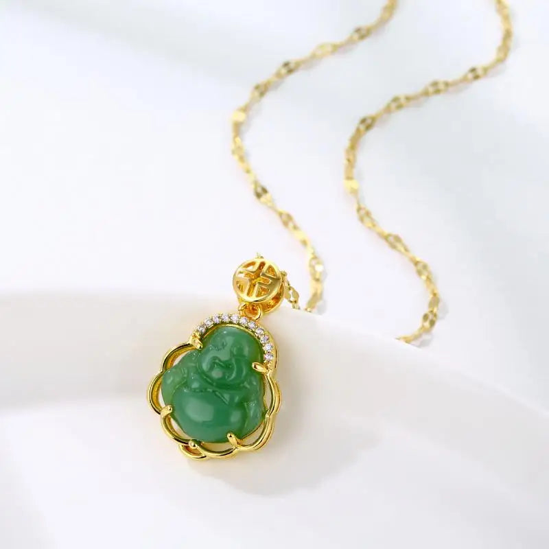Exquisite Luxury Bamboo Imitation Jade Dragon Column Phoenix Necklace Suitable for Men and Women's Fashionable Charm Jewelry
