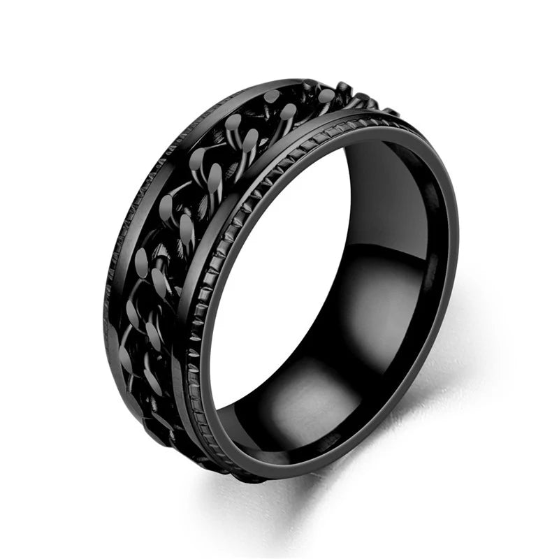 Titanium Steel Rotatable Chain Rings for Men Women Spinner Ring Anti Stress Multifunctional Rings Bottle Opener Ring Club Gift