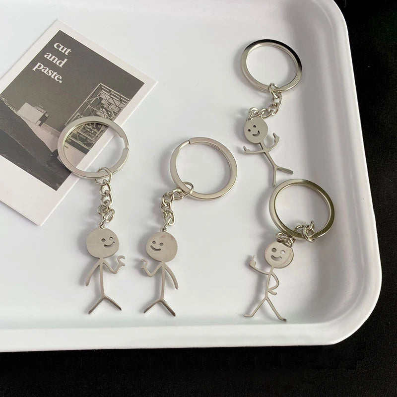 1PC Interesting Match People Than Heart Middle Finger Couple Keychain Car Personality Cute Funny Student Car Pendant Accessories