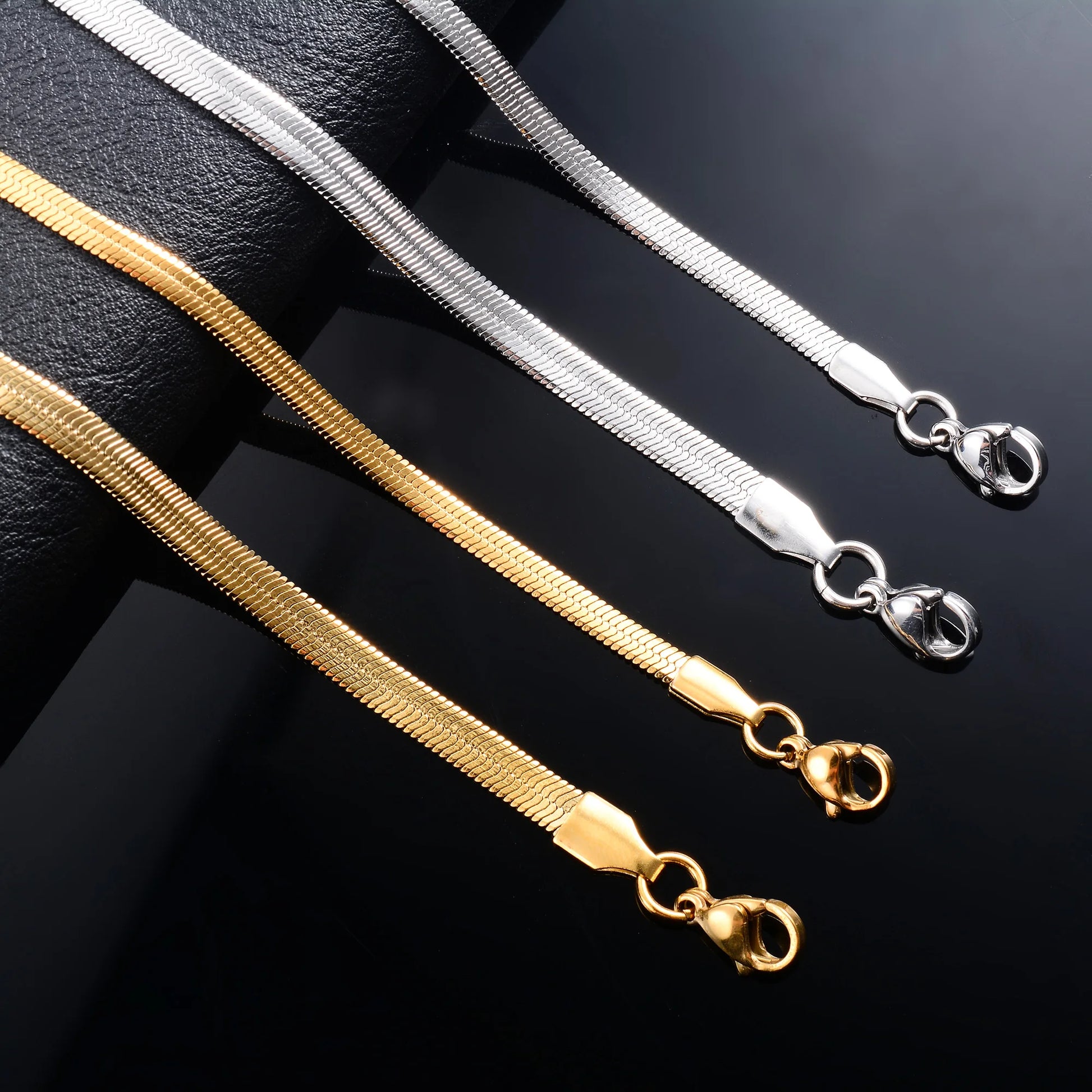 Women Men Bracelet Blade Chain for Hand Foot Stainless Steel Bangle with Extension Ankle Anklet Jewelry Making Accessories Gift