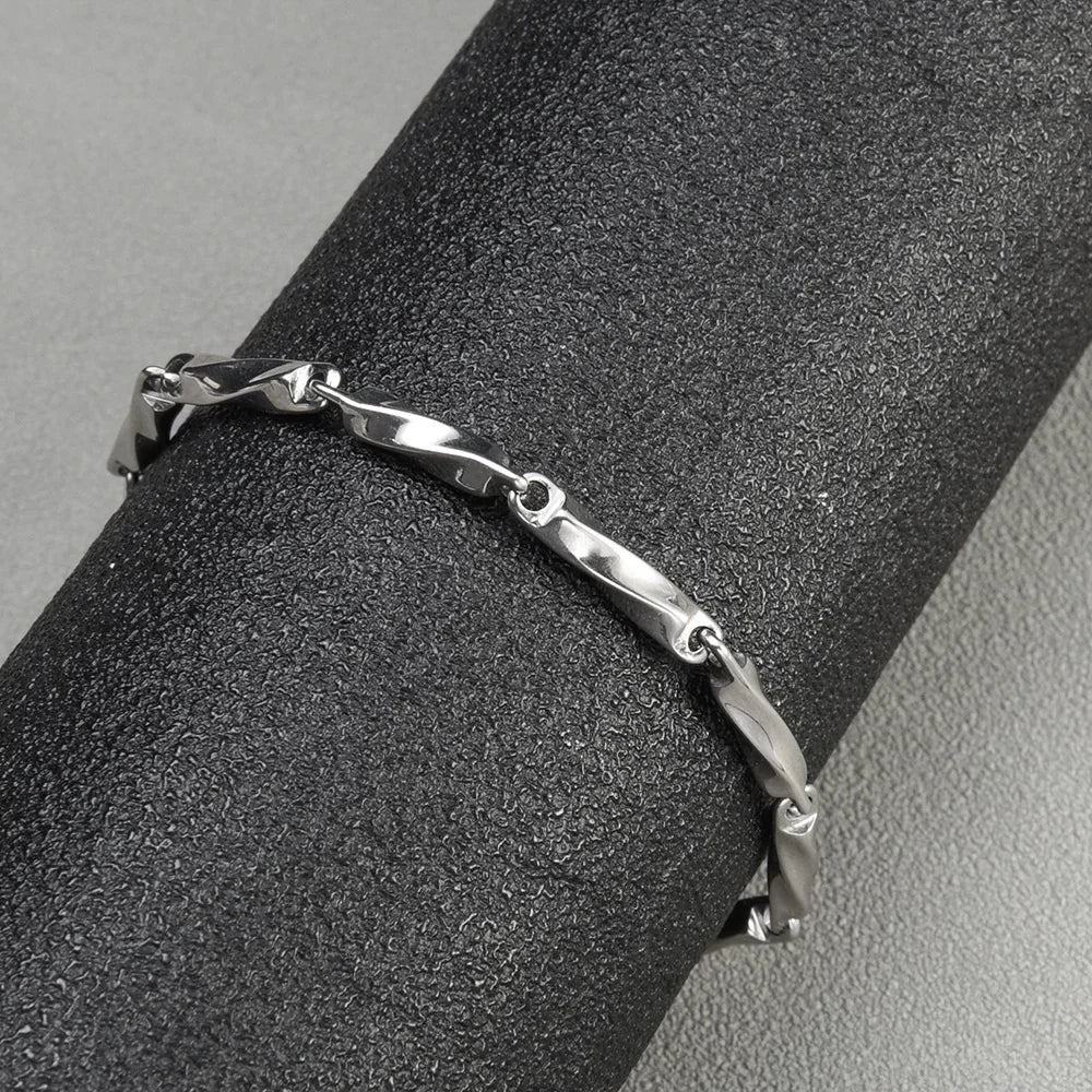 Stainless Steel Men Charm Bracelet Punk Vintage Twisted Woven Bangles for Women Fashion Casual Bracelets Bangle Chains Jewelry