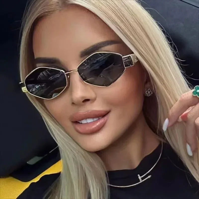 Fashion Hexagon Sunglasses Women 2025 Luxury Brand Design Unique Polygon Sun Glasses Men Vintage Small Frame Eyewear Shades