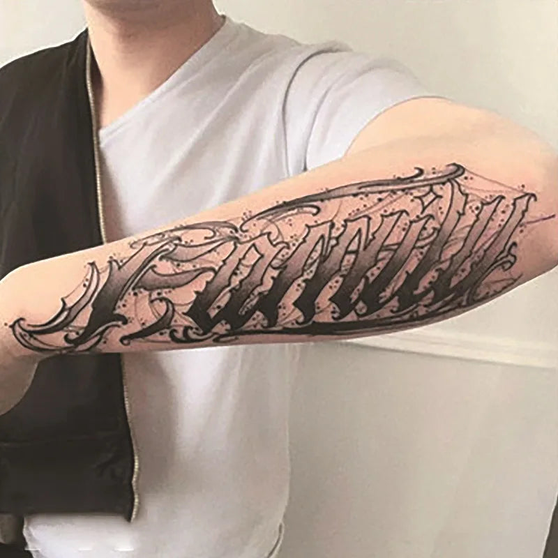 Long Lasting Temporary Tattoo Stickers Men Arm Sleeve Body Painting Juice Ink Fake Tattoo For Male Adult Semi Permanent Tattoos