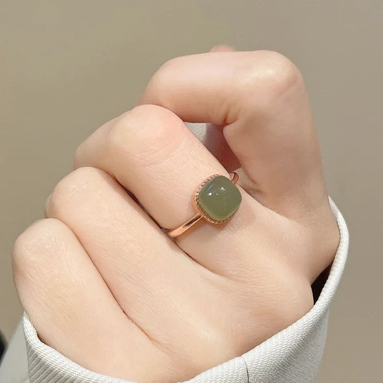 New Imitation Jade Rings For Woman Fashion Sweet Finger Rings for Grils Simple Party Jewelry Gift Adjustable Ring кольца женские