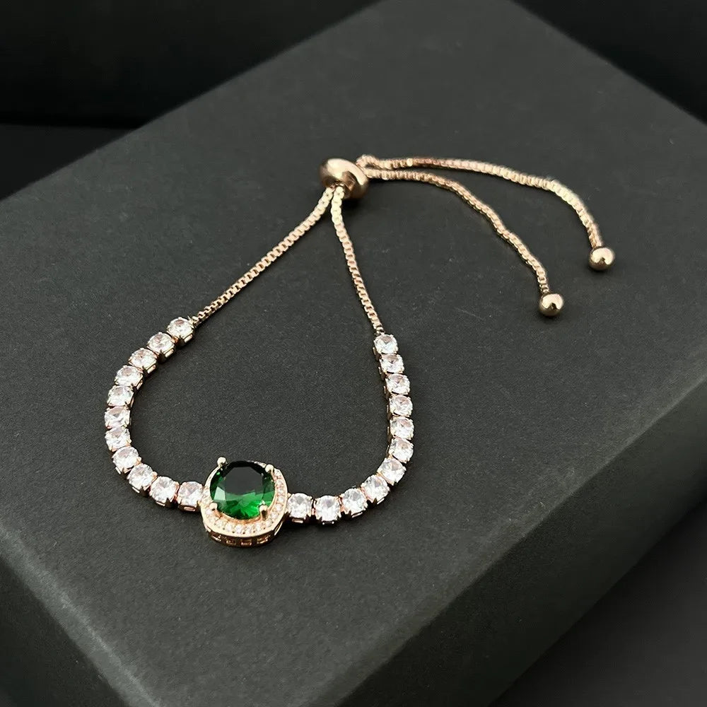 Sparkling Ajustable Tennis Bracelets For Women Men Punk Square Cubic Zirconia Hand Chain Rose Gold Plated Jewelry Gift KCH086