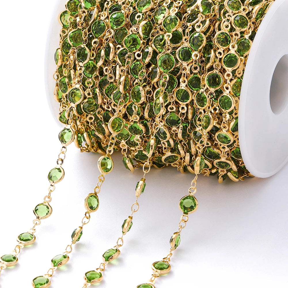 1Meter Colorful Glass Crystal Beads Chain Copper Chains For Necklace Bracelet Jewelry Making DIY Components Accessories
