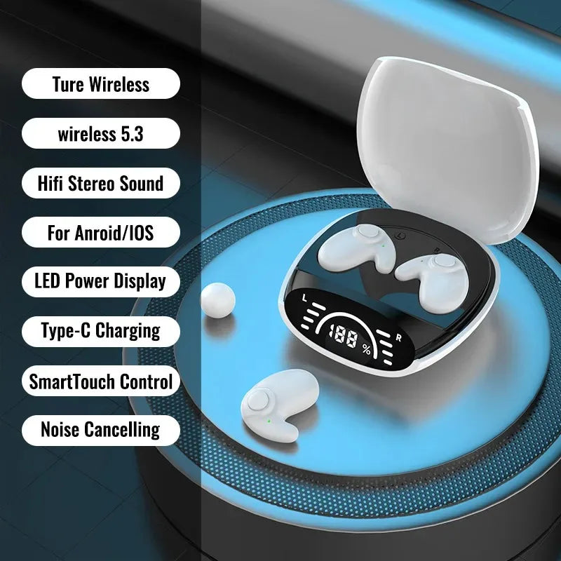 Invisible Bluetooth 5.3 Headphones Wireless Sleep Earphones HiFi Stero Noise Reduction Earbuds Sports Headsets for Xiaomi iPhone